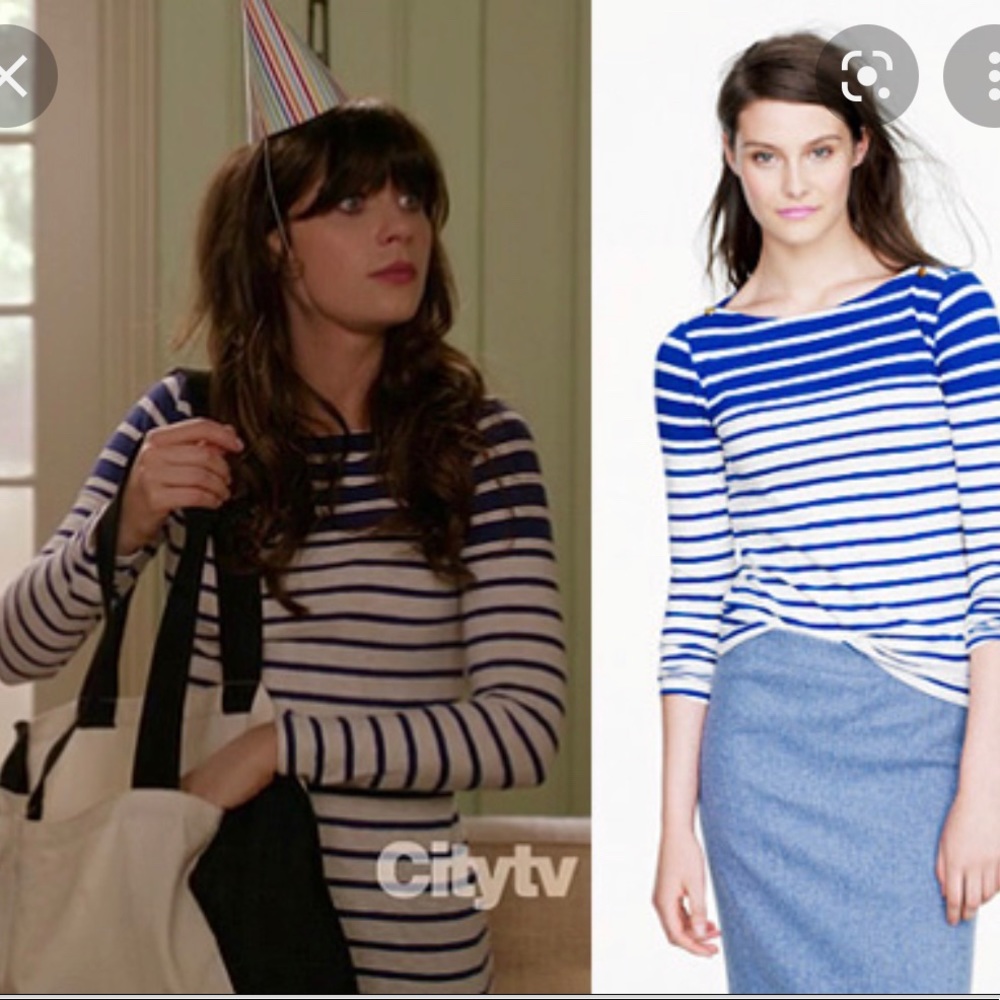 J Crew blue and white striped artist T